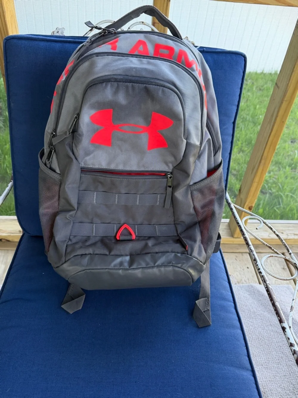 Under Armour Gray and Red Athletic Backpack